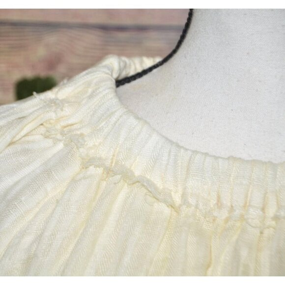 NWT Boho Zara Ladies Neutral Beige 100% Linen Knee Length Dress Size 13-14 Off T - Picture 3 of 15